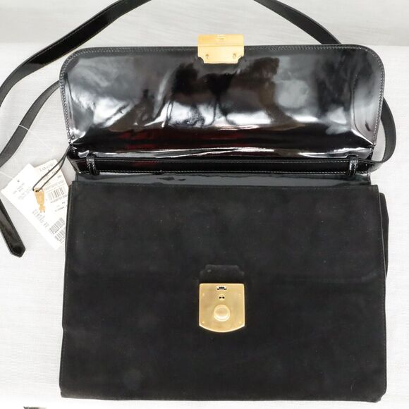 Laurel Bag Handbag Womens Black Patent Leather Suede Portfolio Vintage - Picture 5 of 11